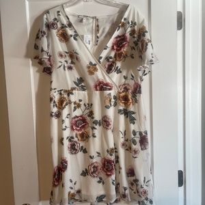 Maurices Floral Midi Dress - White and Burgundy